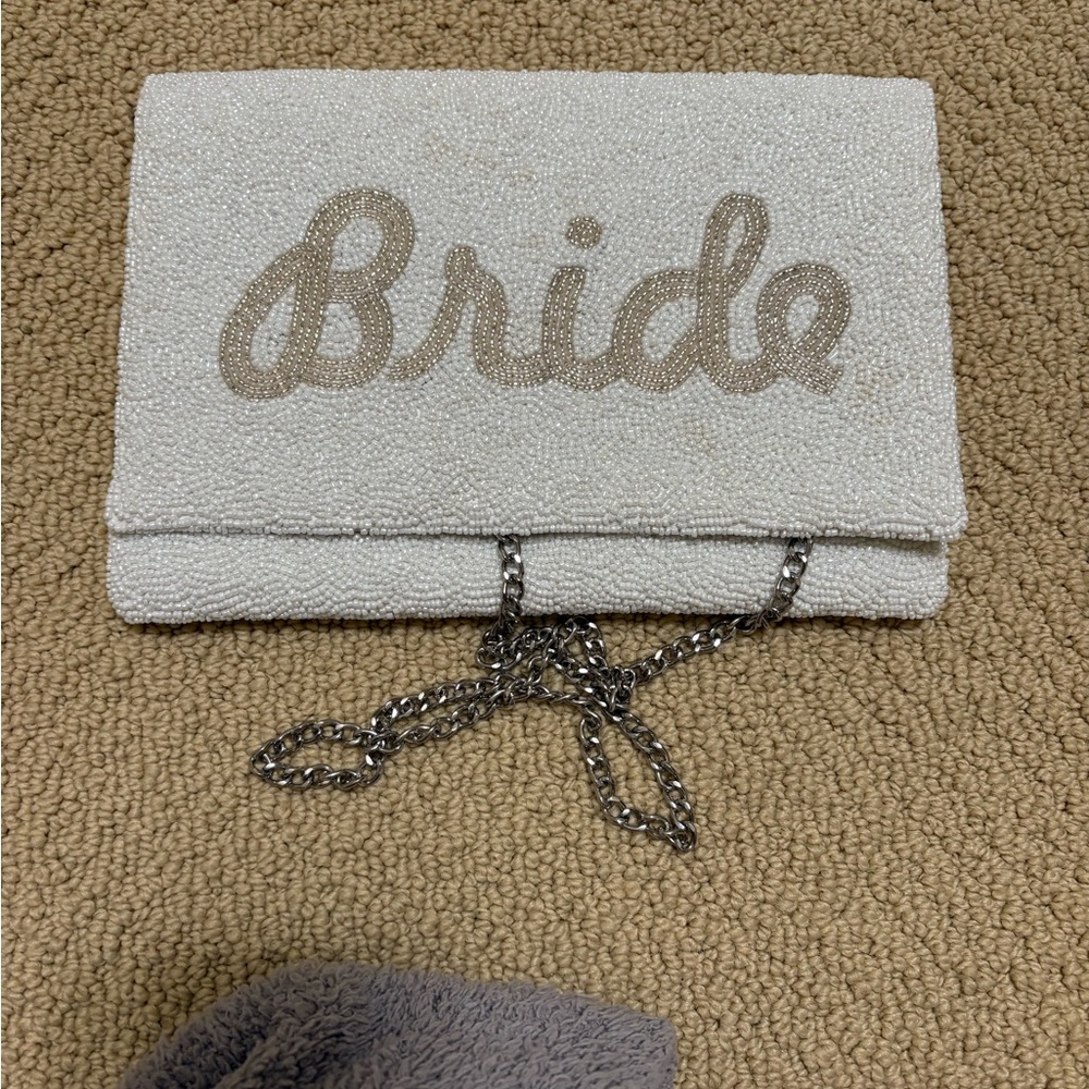 White Bride Clutch with Chain